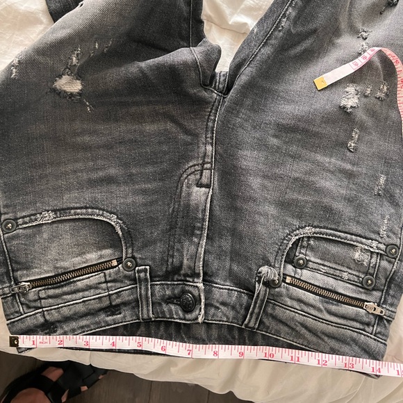 R13 distressed grey/black straight leg jeans - Picture 5 of 6